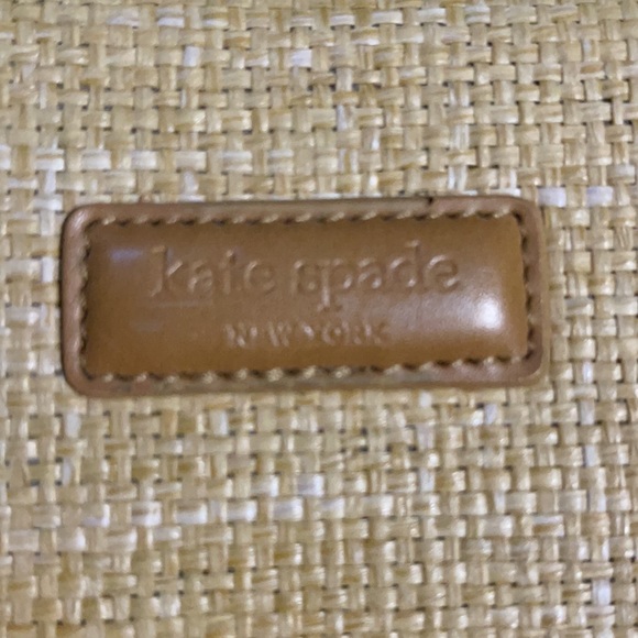 Kate Spade purse burlap with gingham interior - Picture 2 of 3